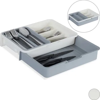 Produktbild von Rozšíriteľný plastový príborník RD7748, sivý