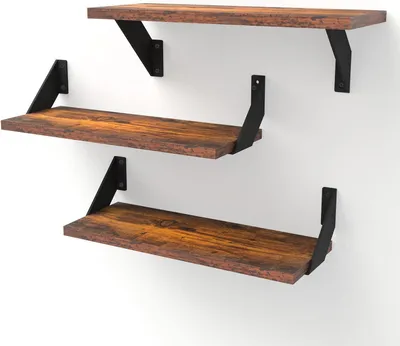 Produktbild von Wandregale 3 Stück, 40 cm, Holz, dunkelbraun, für Schlafzimmer