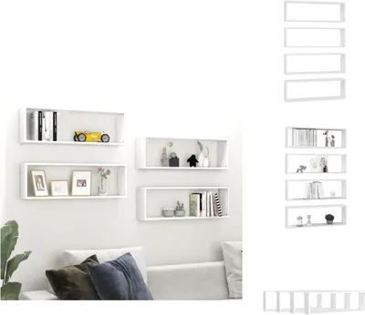 Image de vidaXL Étagères cubes 4 pcs. Blanc 80x15x26,5 cm Bois composite - Etagères murales