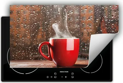 Immagine prodotto di DarHaus Piastra di copertura per fornelli 90x52 cm Tappetino antiscivolo Roll-up, gocce - caffè