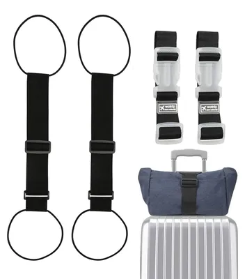 Image de 2 sangles élastiques de fixation pour bagages et 2 sangles de fixation pour poignées de valise