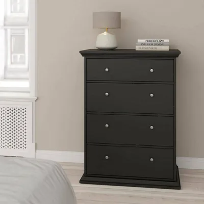 Image de Lehar - Commode, 86x52x116h cm noir, 4 tiroirs