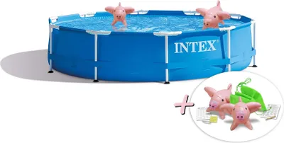 Produktbild von INTEX 28200NP - Metal-Frame Pool (305x76cm) + aufblasbare Schwimmtiere