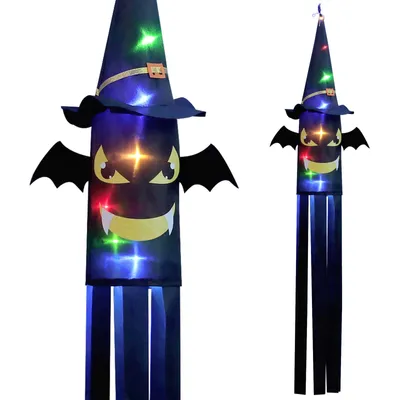Productafbeelding van 1x Halloween-decoratie: hangende spooklichten, LED-spook- en vleermuislampjes, batterijbediend, geschikt voor feestjes, bars, terrassen, gazons, tuinen, achtertuinen, spookhuizen en andere decoraties