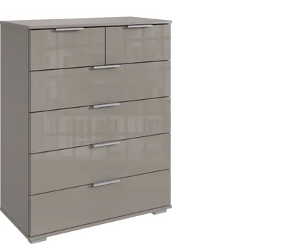 Zdjęcie produktu dla Schubkastenkommode >Easy Plus< 6 Schubladen, SAHARAGRAU - 82x102x42cm (BxHxT)