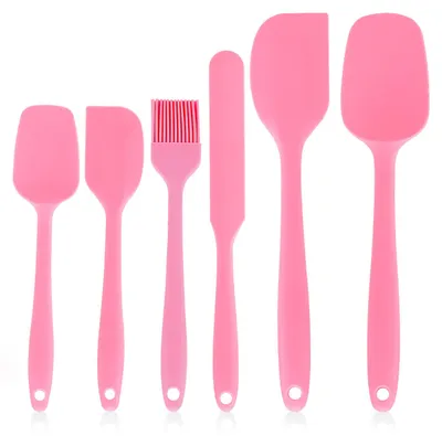 Produktbild von 6-teiliges Silikonspatel-Set, lebensmittelechtes Kochutensil-Set, rutschfest, hitzebeständig, flexibel, Küchenhelfer zum Backen und Braten