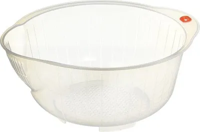 Zdjęcie produktu dla Japońska miska miksująca S-3060 z sitkiem, pojemność 2,5 l, tworzywo sztuczne, bezbarwna, 2,5 litra