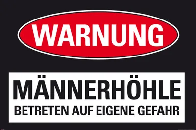 Produktbild von Männerhöhle - Warnung - Fun Spaß Poster Plakat Druck - Größe 91,5x61 cm