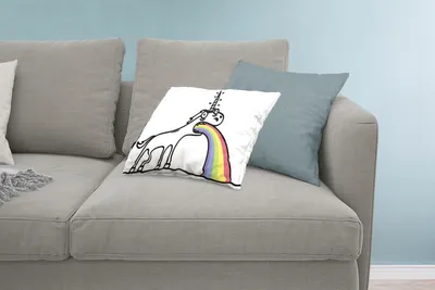 Produktbild von MuchoWow® Zierkissen Sofakissen Wohnzimmer Dekokissen 60x40 cm Eine Illustration eines Einhorns, das einen Regenbogen ausspuckt - Mädchen - Kinder - Kind - Kopfkissen - Polster mit Foto
