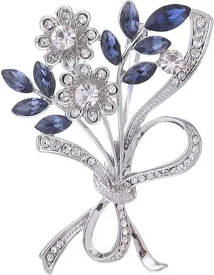 Produktbild von Brosche Blumenform Strass Design Legierung Damen Mode Brosche Pin für Blumenstrauß-Silber