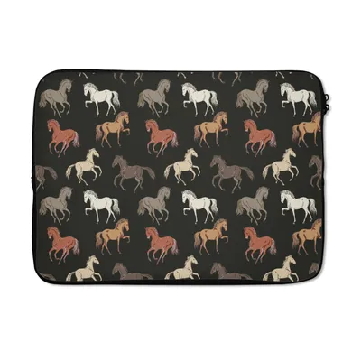 Produktbild von MuchoWow® Laptop Hülle 13 Zoll Pferde - Weiß - Braun - Mädchen - Kinder - Mädchen Laptoptasche - Laptophülle - Sleeve - Rundumschutz