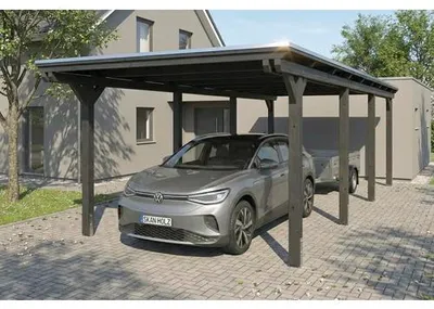 Produktbild von Einzelcarport SKAN HOLZ Emsland inkl. EPDM Folie, Pfostenanker 340 x 846 cm anthrazit