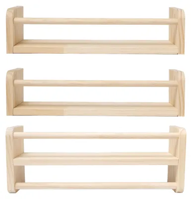 3er-Set Wandregale 40 cm aus Holz, platzsparend