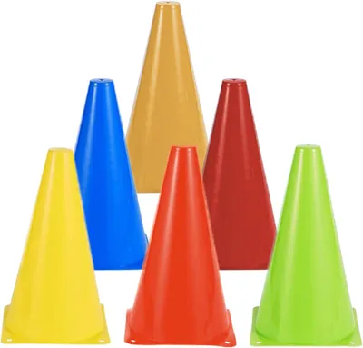 Imagen del producto de Conos de señalización para fútbol, 12 unidades, 17,5 cm, colores variados, para deportes y entrenamiento