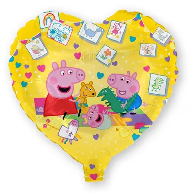 Produktbild von Peppa Pig Folienballon Herz Ø 45 cm Helium Ballon Kindergeburtstag Party Deko