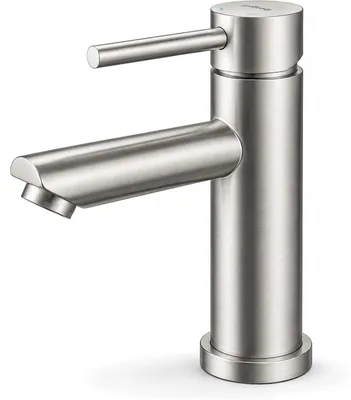 Image de Robinet de lavabo, mélangeur monocommande en acier inoxydable 304, finition nickel poli