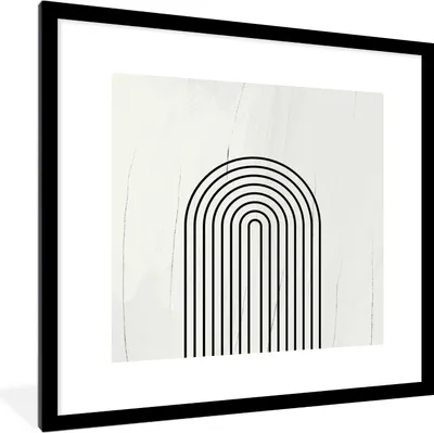 Produktbild von MuchoWow® Gerahmtes Poster Linien - Schwarz - Weiß - Abstrakt 40x40 cm - Poster mit Schwarzem Bilderrahmen Wandposter Rahmen Foto Bilder - Poster - Plakat im Rahmen