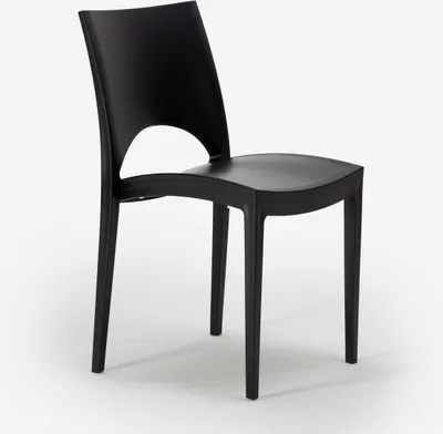 A black chair on a white background.