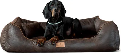 Produktbild von tierlando® Orthopädisches Hundebett ALBERTO ORTHO Velours Vintage - Größe: 100x75cm | Farbe: 01 Braun