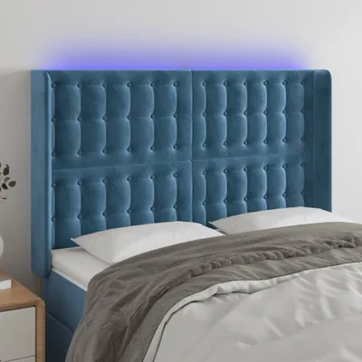 Produktbild von Design Möbel LED Kopfteil Dunkelblau 147x16x118/128 cm Samt - 2024 Neu