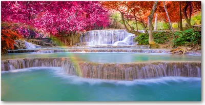 Produktbild von Tulup® Leinwandbild -100x50 cm - Wandkunst - Drucke auf Leinwand - Leinwanddruck  - Landschaften - Mehrfarbig - Wasserfall im Wald