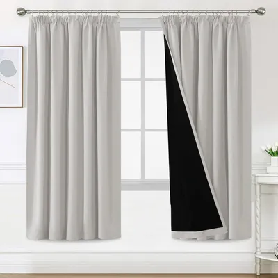 Imagen del producto de Omgoods - Juego de 2 cortinas opacas - Color: Piedra pómez - 132 x 214 cm