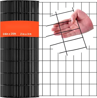 Immagine prodotto di Rotolo di rete metallica - Recinzione in rete metallica - Altezza 61 cm, lunghezza 7,62 m - Dimensione maglia 5,08 x 7,62 cm - Spessore filo 1,52 mm - Filo di acciaio zincato, rivestito in PVC - Per polli e conigli