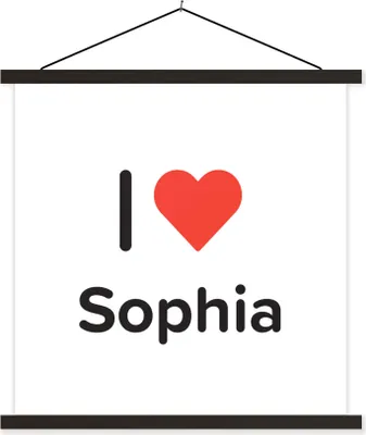 Produktbild von MuchoWow® Textilposter Ich liebe - Sophia - Mädchen 90x90 cm mit schwarzem Rahmen - Magnetisches