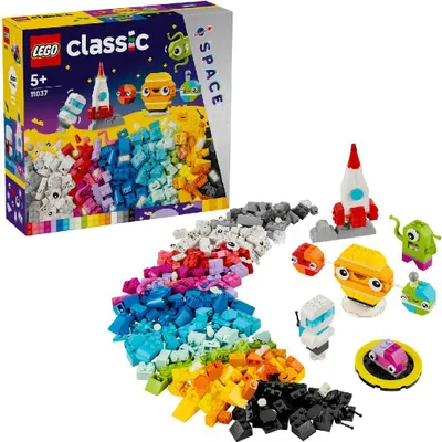 Produktbild von LEGO Classic Kreative Weltraumplaneten, baubares Sonnensystem-Modell für Kinder, Weltraum-Spielzeug mit Rakete, Raumschiff, Planeten und Alien, Geschenk für Kinder, Jungs und Mädchen ab 5 Jahren 11037