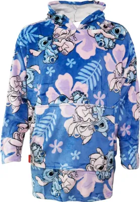 Produktbild von Disney Stitch Kuschelponcho Damen Kuscheldecke mit Ärmeln Kapuze Tasche S-L