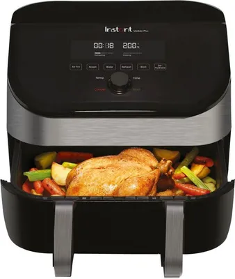 Obrázek produktu pro Instant Pot Vortex Plus VersaZone ClearCook 140410001 Horkovzdušná fritéza, 2 zóny, 1700 W, 8,5 l, 6 programů, SyncCook, SyncFinish, černá/šedá