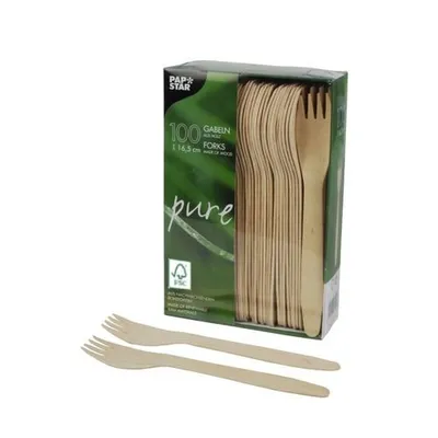 Produktbild von 1000 Papstar Gabeln, Holz pure 16,5 cm 84838