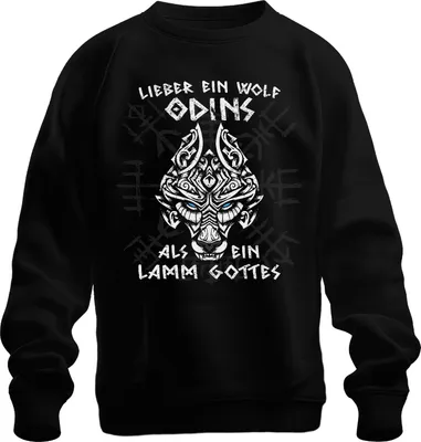 Obrázek produktu pro Dear Wolf of Odin as Lamb of God Viking Nordic Runes Uni mikina, černá, XXL