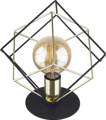 Image de Lampe de chevet ALAMBRE noir et or, 1xE27x15W, métal, dimensions : 28,5 x 28 x 28 cm, IP20, TK-Lighting