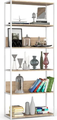 Produktbild von Akord Metallregal Loft Weiß/Sonoma-Eiche 80X32X192 Cm