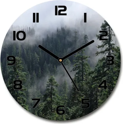 Produktbild von Wanduhr aus Glas 30fi Glasbild Glasuhr Gehärtetes Glas - schwarze-zeiger - Forest fog