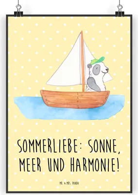 Produktbild von Mr. & Mrs. Panda Bild Sommerliebe DIN A3 - Gelb Pastell - Geschenk, Natur, Posterdruck, Geschenke, Sommerferien, Wandbild, Strand, drucke, Winter, Sommergefühle, Farben