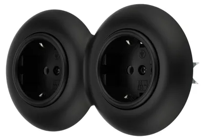 Zdjęcie produktu dla Podtynkowe gniazdko podwójne w stylu retro I Curve VX1, czarny matowy