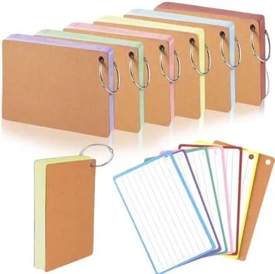 Produktbild von Karteikartenset 360 Blatt Karteikarten Liniert,A6 Lernkarten mit Ring und Kraftpapier Karten, 6 Farben Karten zum Vokabeln Lernen, Flashcards für Lernen Formeln oder Notizen, Schulsachen