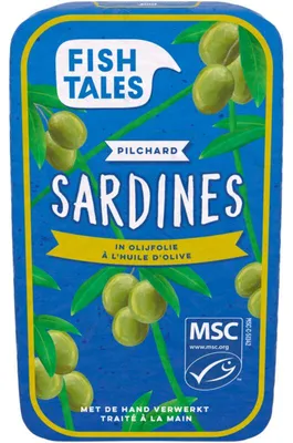 Obrázok produktu pre Fish Tales Sardinky v olivovom oleji, 120 g - Jemné filety zo sardiniek, bohaté na Omega-3