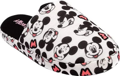 Produktbild von Mickey Mouse - Dámské pantofle s celoplošným potiskem loga NS6763 (38 EU - 39,5 EU) (bílá/černá/růžová)