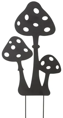 Image de Fiche de jardin champignons 30 cm, en métal noir comme décoration d'automne