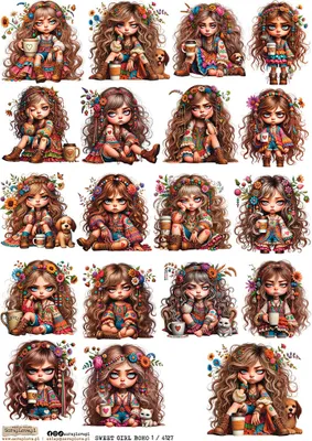 Immagine prodotto di Carta da viaggio Carta da decoupage Bastel A4 - Scraplove - Sweet Girl Boho 1