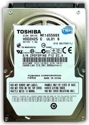 Zdjęcie produktu dla Toshiba Mk1655gsxf, dysk twardy HDD, 160 GB, 2,5 cala, interfejs SATA, przeznaczony do laptopów i komputerów przenośnych