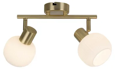 Produktbild von Deckenleuchten - 2er Spot Wand-/Deckenleuchte "LEARTA" L: 25cm, Deckenlampe im Retro Style, aus Metall und Glas in messingmatt, 25 x 10 x 18,5 cm, E14-Fassung