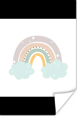 Produktbild von MuchoWow® Poster Regenbogen - Sterne - Punkte - Wolken - Kinder 120x180 cm - Kunstposter
