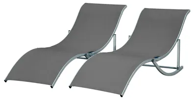 Produktbild von Outsunny 2er Set Sonnenliege Gartenliege Stoffliege Alu Texteline Dunkelgrau