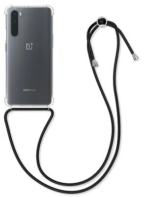 Produktbild von kwmobile Necklace Case kompatibel mit OnePlus Nord Hülle - Silikon Cover mit Handykette - Band Handyhülle Schwarz Transparent
