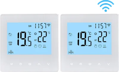 Produktbild von 2X WiFi Smart Thermostat 3A Raumthermostat Wasserheizungsgeräte Fußbodenheizung, LCD-Display, APP-Steuerung, Manueller/automatischer Modus