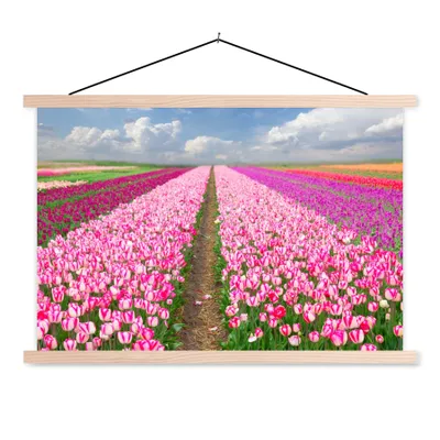 Produktbild von MuchoWow® Textilposter Tulpen - Sonne - Frühling 60x40 cm mit holzfarbenen Rahmen - Bilder